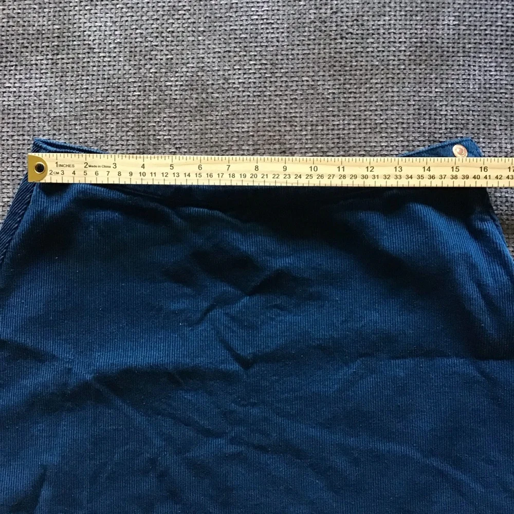 NWT Corduroy Mini Skirt Navy Blue A-Line High Waist S/M Dark Academia 90s Indie